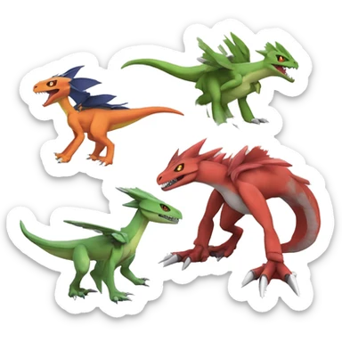  Cool Edgy Digimon-Fakemon-Guilmon-Grovyle-Flygon-Velociraptor-Dragon full body sticker