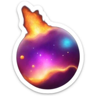 space and galaxies on fire sticker