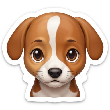 Dachshund beagle chihuahua mix puppy that’s mostly white with brown and dark brown patches and a birth mark on his nose sticker
