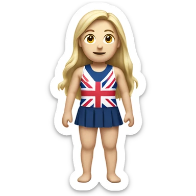 A girl with long blonde hair with wide shoulders wearing a Great Britain rowing swimming suit sticker