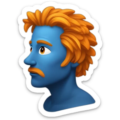 Un mec noir avec des cheveux de couleur bleu dégradé orange moutard sur le visage des symboles doré. Des cornes de bélier orange moutard sticker
