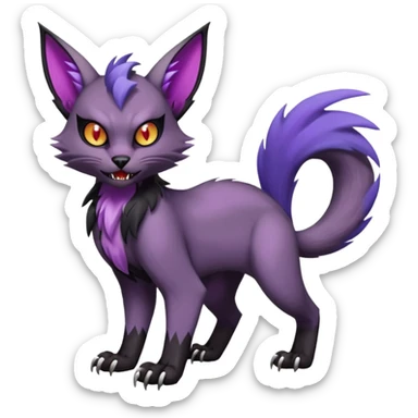 dark edgy Noivern-Noibat-Purloin-Torracat-Lykoi-Caracal-cat-Fakemon-fusion-hybrid-creature sticker