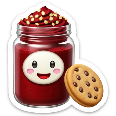 Emoji de un tarro de galletas Red Velvet con pepitas de chocolate blanco sticker