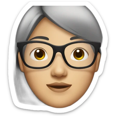 26 year old asian woman with short dark hair and brown rectangle glasses sticker