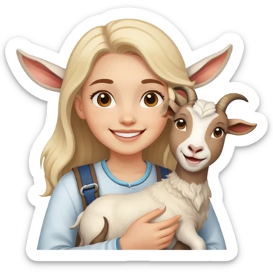 girl smiling with goat companion sticker