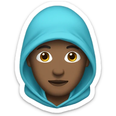 man in light blue hoodie haki color bandana sticker