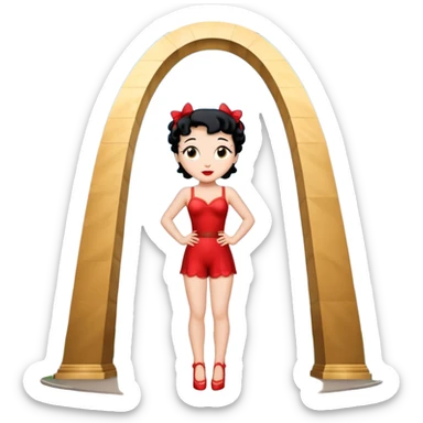 Betty Boop Standing under the Saint Louis Arch sticker