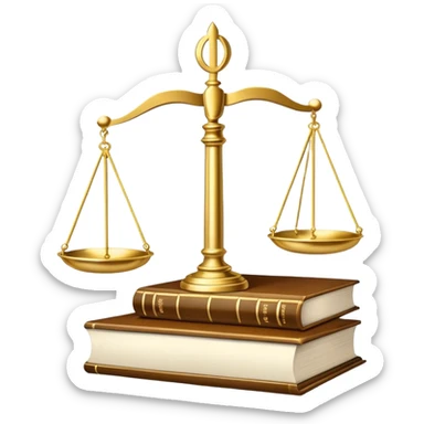 An icon featuring scales of justice, a gavel, and a legal book, symbolizing the study of law. The design includes courthouse pillars in the background, representing authority and legal systems. Transparent background highlights the principles of justice, order, and legal education. sticker