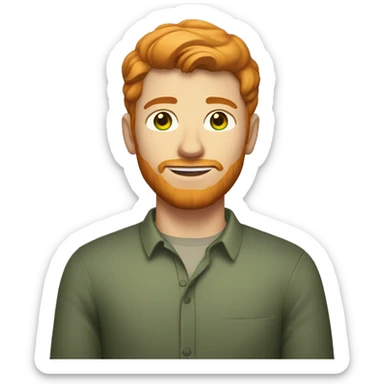 A handsome man with a tall build, ginger short hair and light green eyes with a unique shade. sticker