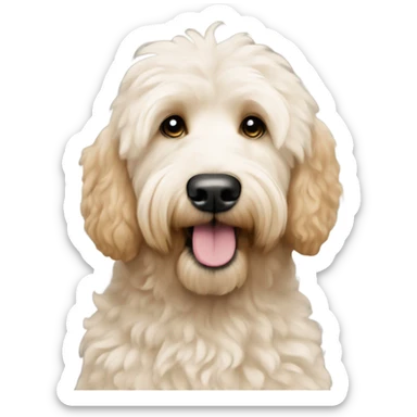 White tan fluffy goldendoodle sticker