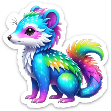 Colorful neon-colored tropical exotic shiny beautiful fantasy-Cacomistle-oncilla-animal-hybrid (full body) sticker