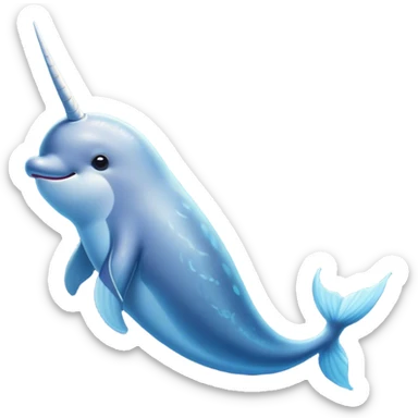 Cinematic Comical Cute Narwhal Portrait Emoji, Head tilted dramatically with an exaggeratedly amused expression, featuring a uniquely curved tusk, a sleek body with wide, comically expressive eyes brimming with playful disbelief, Simplified yet hilariously expressive features, highly detailed, glowing with a slightly sassy oceanic glow, high shine, dramatic yet playful, stylized with an air of cheeky marine mischief, soft glowing outline, capturing the essence of a meme-worthy cute narwhal that looks ready to side-eye its way into viral fame! sticker