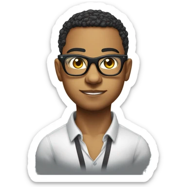 Mulatto hiphop confident business young adult cat pfp with smart sport glasses and eyes of redemption sticker