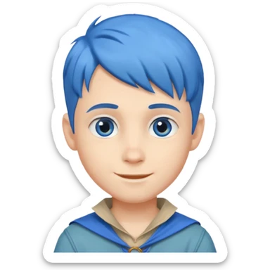 very handsome boy big blue eyes, scout boy with, blue hair  sticker