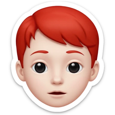Red kid with prue black eyes and mouth sticker