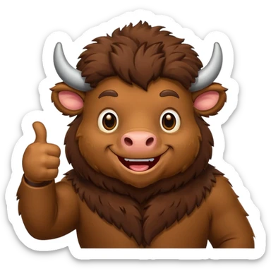 Funny bison showing thumbs up sticker