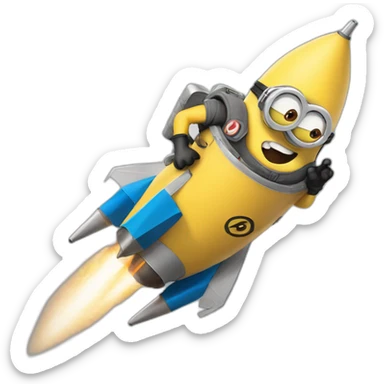 minion riding on a rocket laughs loudly sticker
