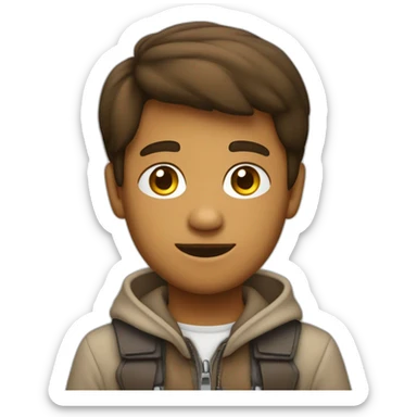 un garcon brun qui est sur son mac sticker