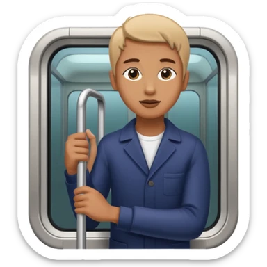 Rider holding grab bar,Metro Riders, inside metro train, no transparent, with background,full image , negative transparent. sticker