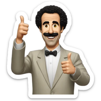 Borat very nice putting two thumbs up sticker