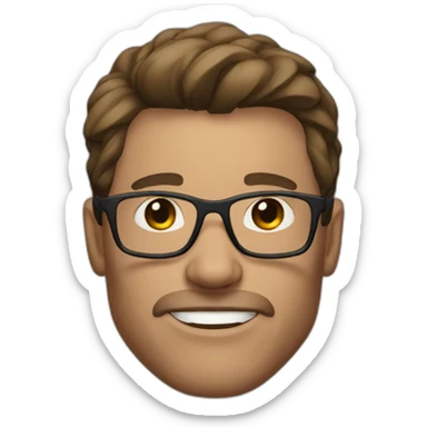 bodybuilder with brown hair and glasses without beard and clothes  sticker