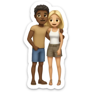 Tan boyfriend and girlfriend hug  sticker