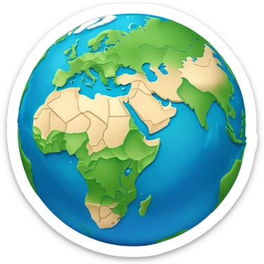 Earth globe with green landmasses creating a stylized 812 pattern, blue background, iOS emoji style, variation of previous design sticker