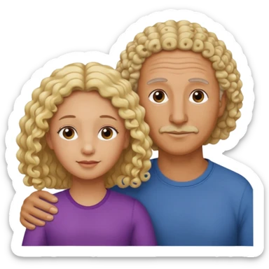 Papá calvo moreno, hija rizada con pelo largo  y mamá rubia pero que no se abracen, la mamá lacia sticker