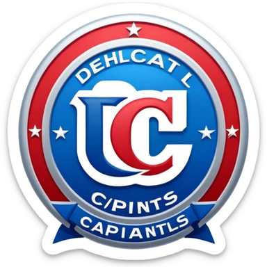 Delhi Capitals cricket team logo, blue and red color scheme with DC letters sticker