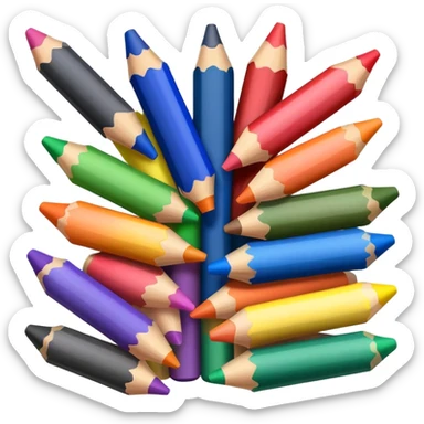 Colorful crayons in a bundle sticker
