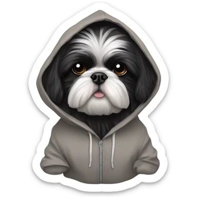 Black shih tzu in hoodie sticker