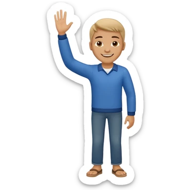 man full body waving sticker