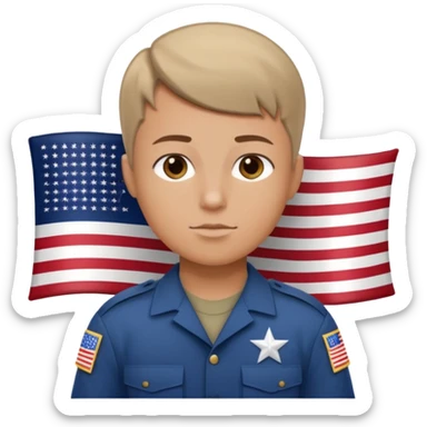 generate realistic white american soldier with small usa flag on shoulder sticker