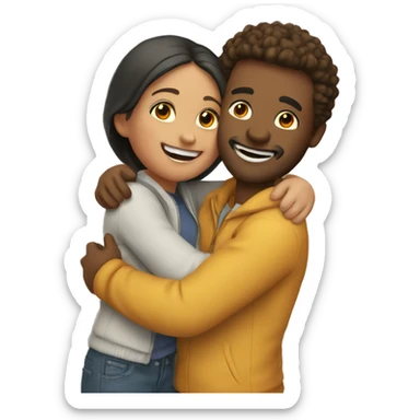 couple hug with warm smiles sticker