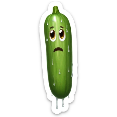 Brown skinny long cucumber with white paint dripping sticker