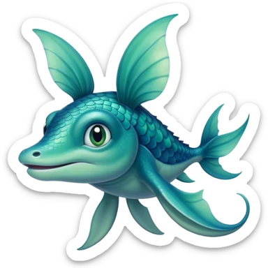 "A young sea creature with smooth, blue-green scales covering his body, large expressive eyes filled with curiosity, and small fin-like ears. His hair transforms into sleek, fin-like tendrils, and his limbs have subtle webbing between the fingers and toes. sticker