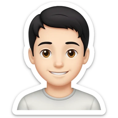 ragazzo sorridente con capelli lisci e neri sticker