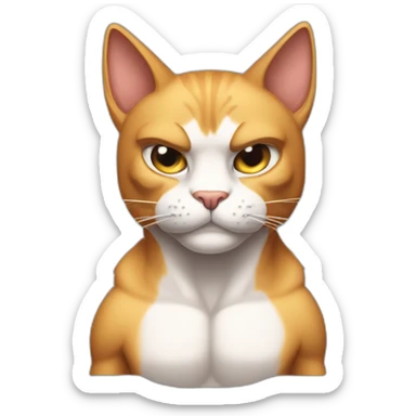 buffed and ripped muscly cat sticker