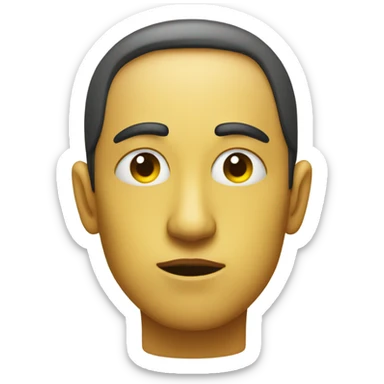 Side face Eyes by side judging serious expression on jellow circle dot like and amoyi and pressed together lips serious  sticker