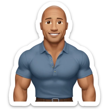 Draw Dwayne Johnson in a fitted shirt, muscular build & confident smile sticker