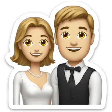 female insurance advisor with newly wed couple sticker