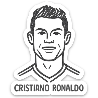 Cristiano Ronaldo as a hand-drawn icon, sketchy lines, minimalistic sticker