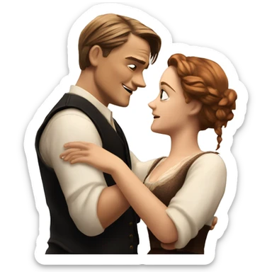 jack dawson and rose from titanic stretches out her arms sticker