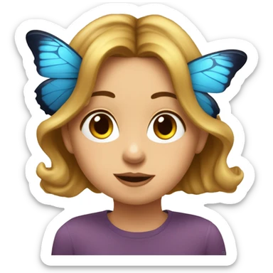 Fille qui fait un bisous avec un noeux papillon sur le coin de la tête  sticker