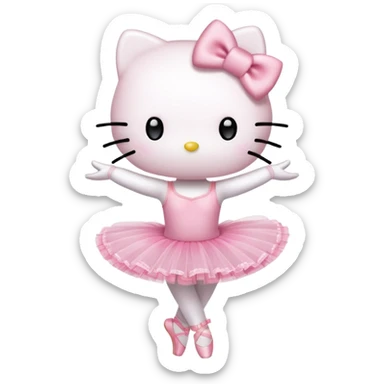Hello Kitty character in ballet pose with pink tutu sticker