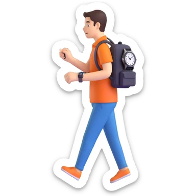 Worried person checking the time on their watch in a hurry. sticker