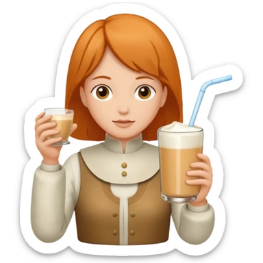 Un biberon avec du lait chaud et Jeanne d’arc en colère qui flotte dans le biberon  sticker