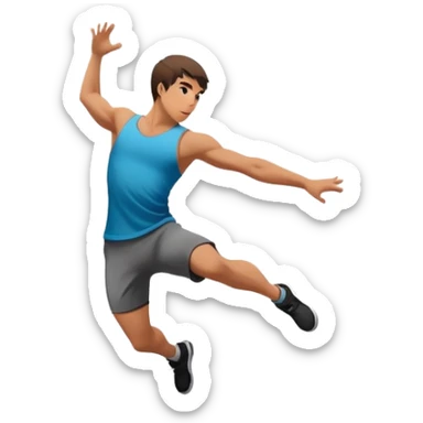 A person performing a parkour move, leaping between buildings or scaling a wall with agility and precision. The scene captures dynamic motion, showcasing strength, flexibility, and the thrill of urban acrobatics against an urban cityscape backdrop. sticker