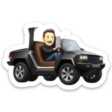 Elon musk riding in a Tesla cyber truck  sticker
