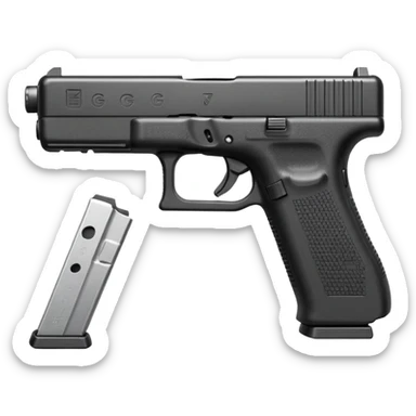 Glock 17 with an extended magazine and a clear legible engraving "N Block 17" sticker